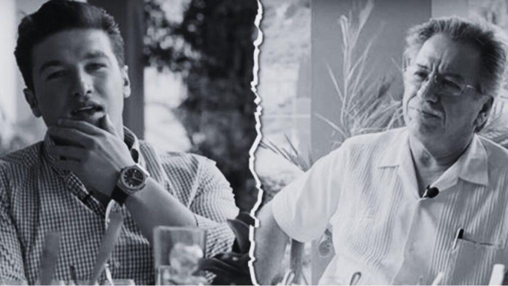 Split-screen of Two Men in a Business Setting: Younger Man with Hand on Chin Left, Older Man in a White Shirt on the Right, a Torn Line Between Them. - Tu Colonia Regia